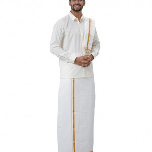 N Men’S White Full Sleeve Shirt With Gold