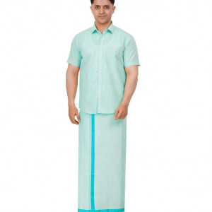 Men's Traditional Indian Blue Shirt and Dhoti