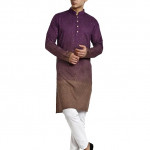 Cotton Chikankari Embroidered Kurta with Full Sleeves and Knee Length Design , wine colour
