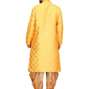 100% pure Jacquard yellow Kurta & Aladdin salwar