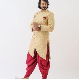 Men's Asymmetric Indo Western Sherwani Set