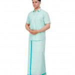 Men's Traditional Indian Blue Shirt and Dhoti