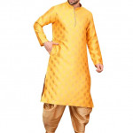 100% pure Jacquard yellow Kurta & Aladdin salwar