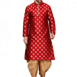 100% pure Jacquard  Maroon Kurta & Aladdin salwar