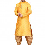 100% pure Jacquard yellow Kurta & Aladdin salwar