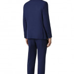 Men Navy Solid Slim Fit Wedding Three Piece Suit