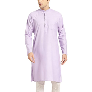 Cotton Straight Fit Casual Purple Solid Kurta