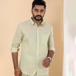 Men Gold Green Tissue Jacquard Full Sleeves Shirt with Matching Dhoti Set