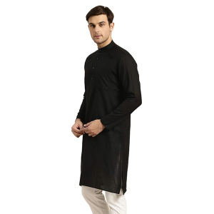 Cotton Straight Fit Casual Solid Kurta Crafted for Elegance , Black