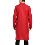Men's Cotton Straight Fit Casual Red Solid Kurta
