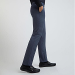 Slim Fit Mid Rise Solid Pattern Trouser	"Fabric : Polyester Viscose Blend Color : Dark Blue Pleat Style : Flat Front Pattern : Solid Pattern"