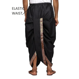 Men's Readymade Elastic Cotton Silk Dhoti for men, Free Size