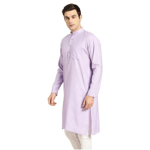 Cotton Straight Fit Casual Purple Solid Kurta